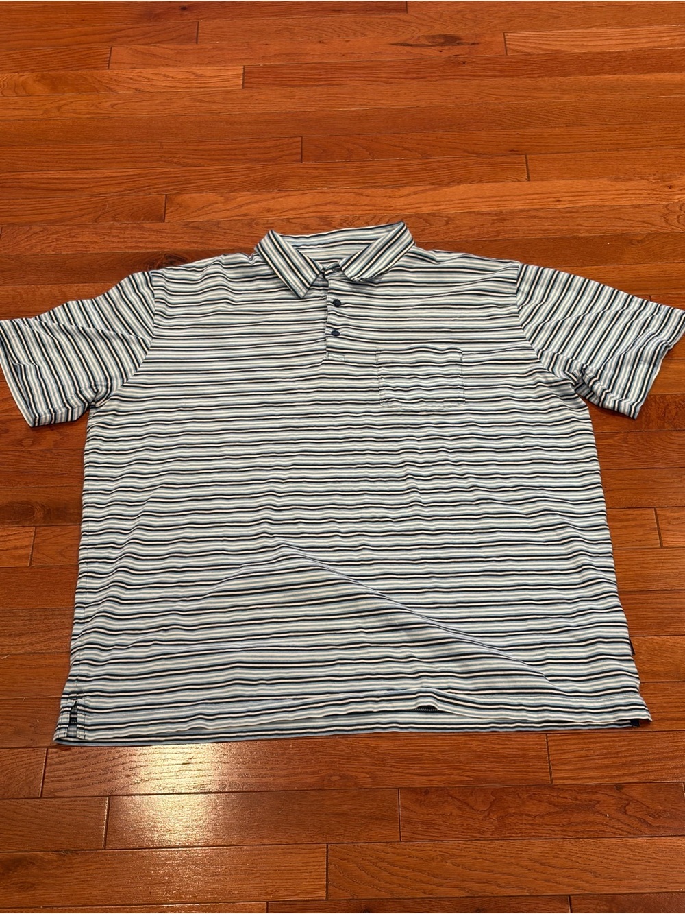 Patagonia Men's Short-Sleeve Striped Polo Shirt - White & Navy